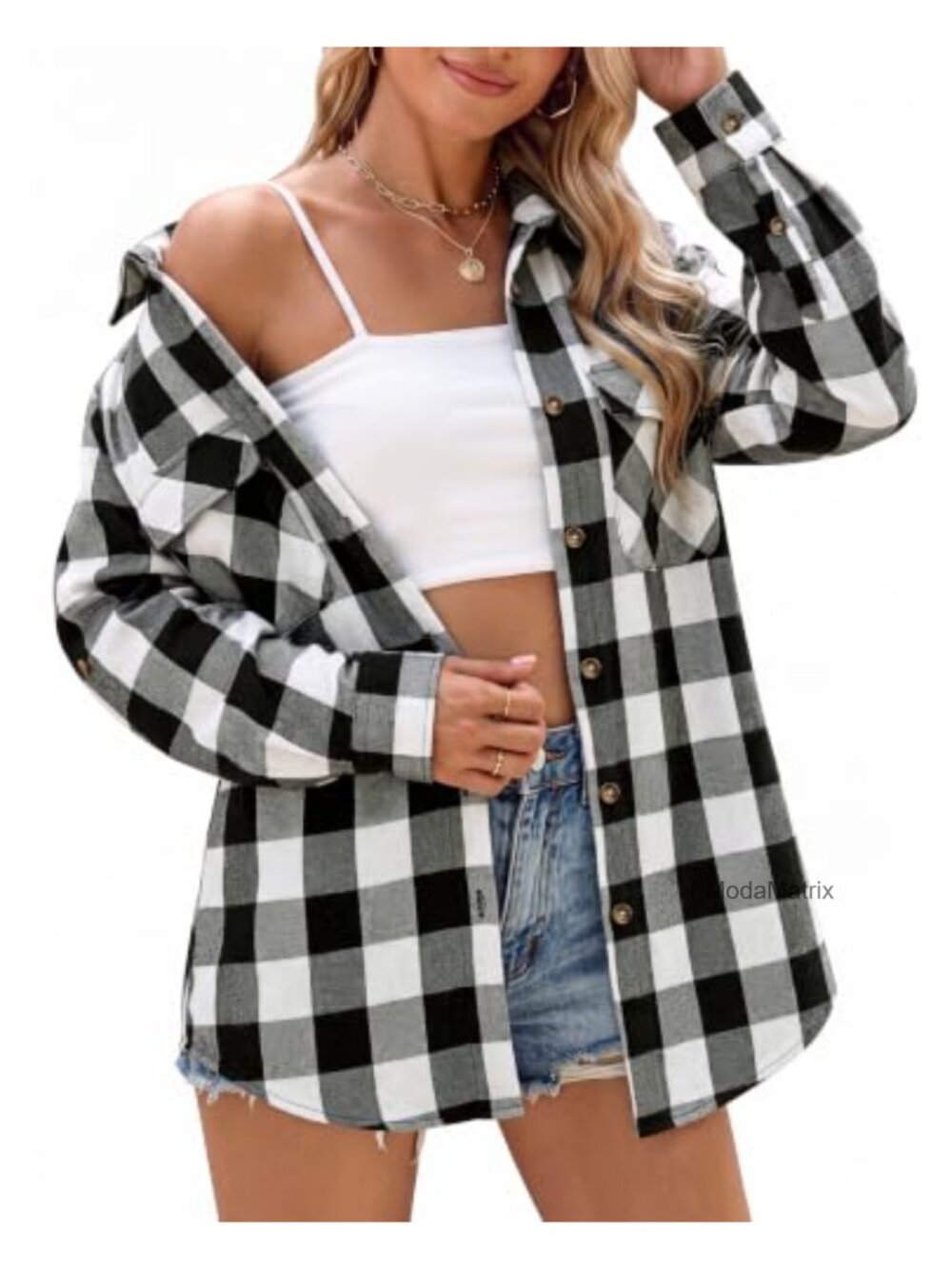 Womens Plaid Button Down Flannel Shirt Long Sleeve Casual Fall Blouse